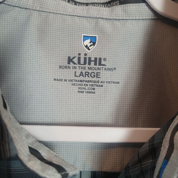 Kuhl Lightweight Button Up Long Sleeve Shirt Mens Large Bue Plaid Outdoor Casual - Picture 7 of 11